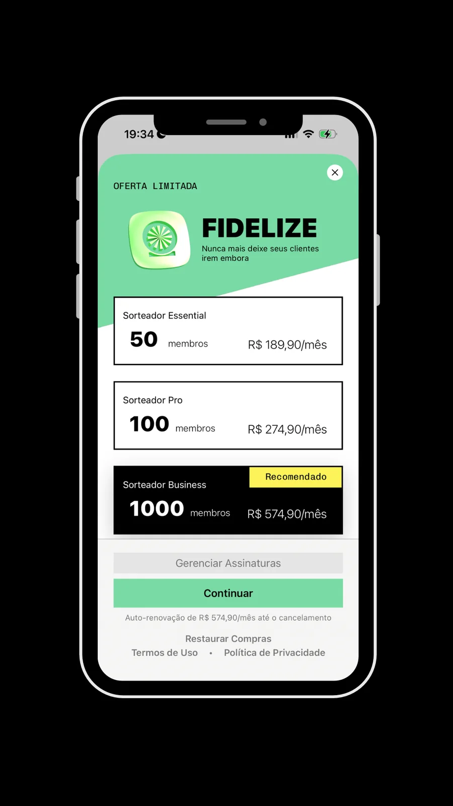 Tela 13 do app Sorteador para empresas