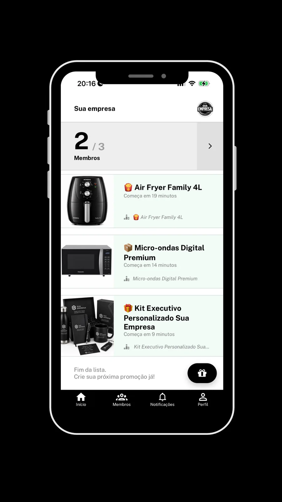 Tela 15 do app Sorteador para empresas