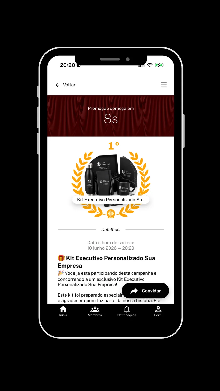 Tela 18 do app Sorteador para empresas