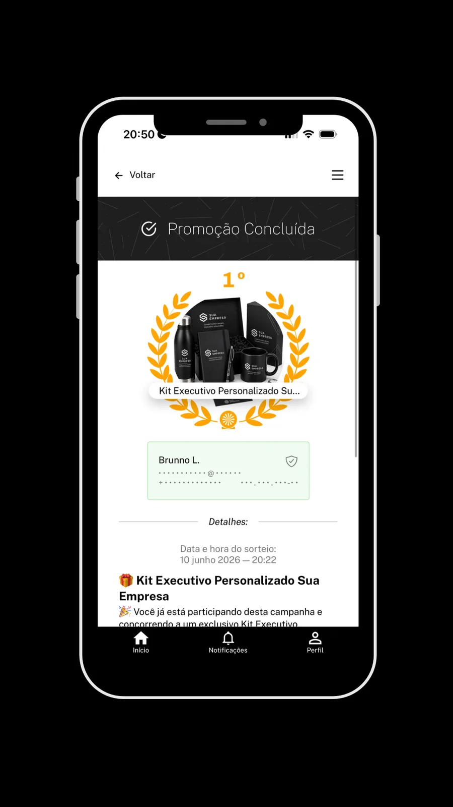 Tela 1 do app Sorteador para participantes
