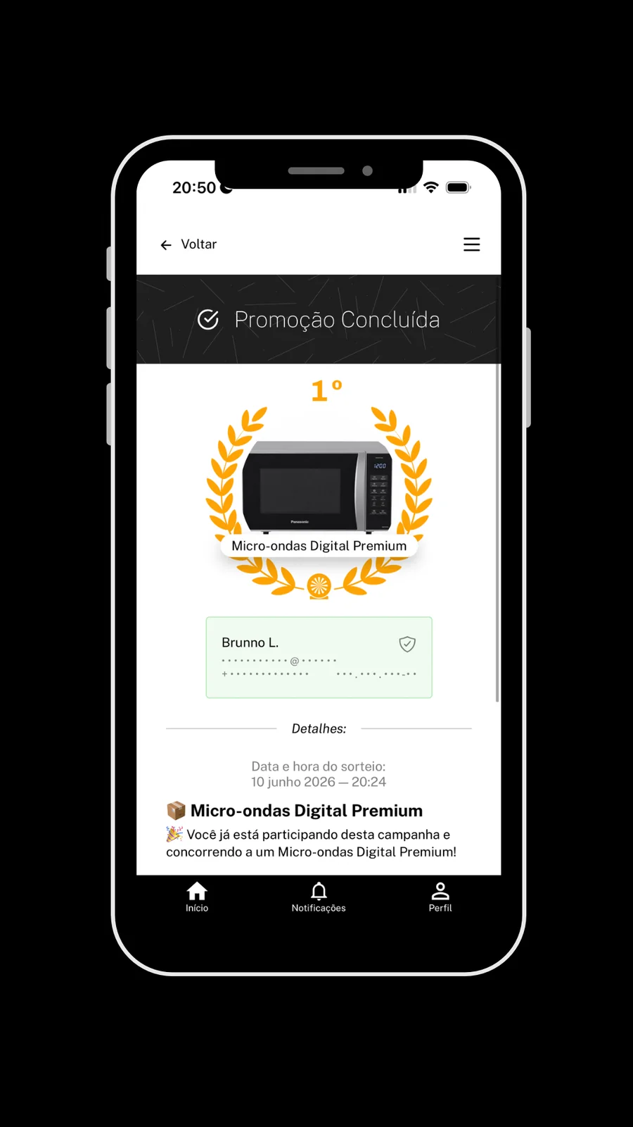 Tela 2 do app Sorteador para participantes