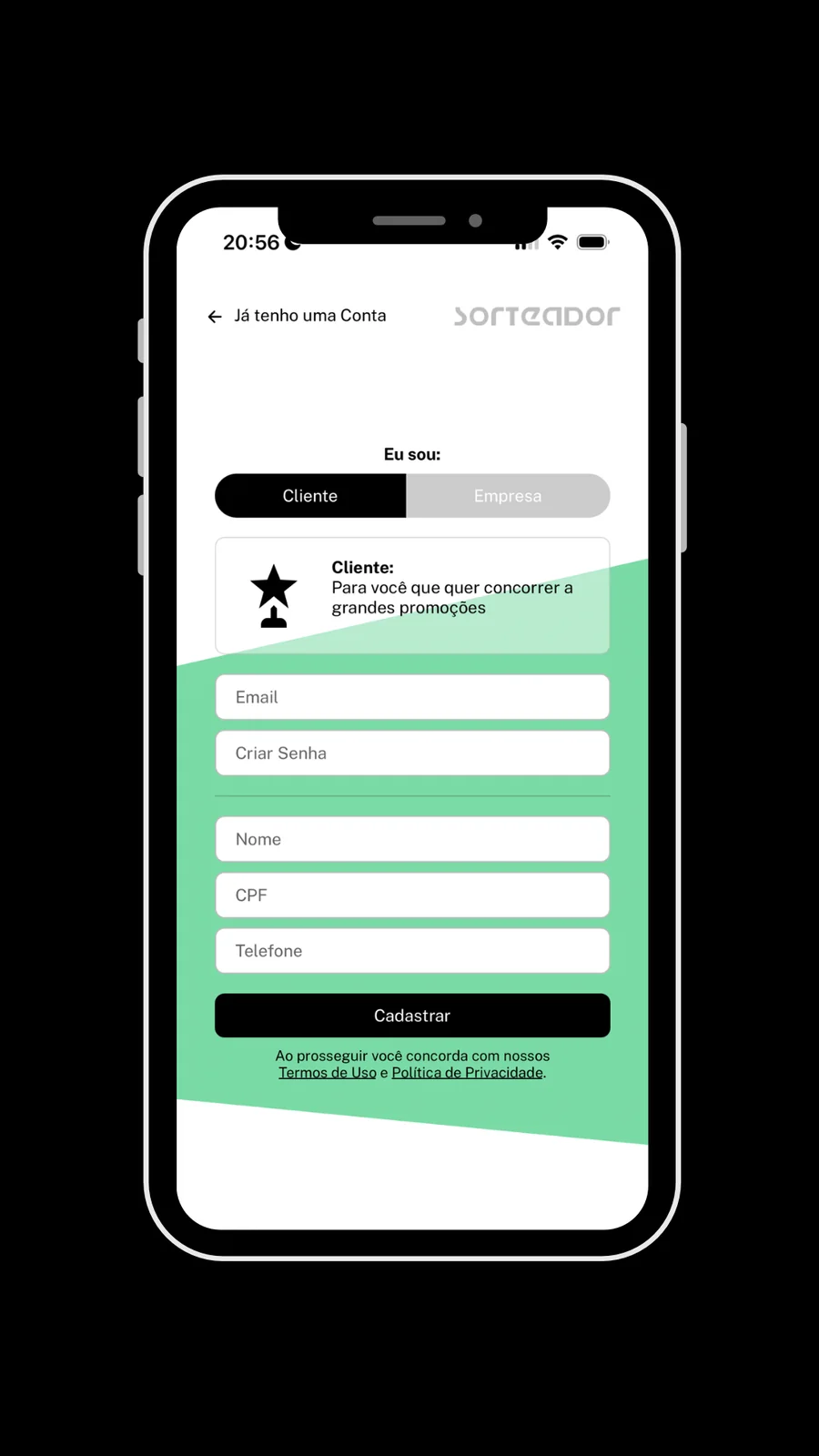 Tela 5 do app Sorteador para participantes