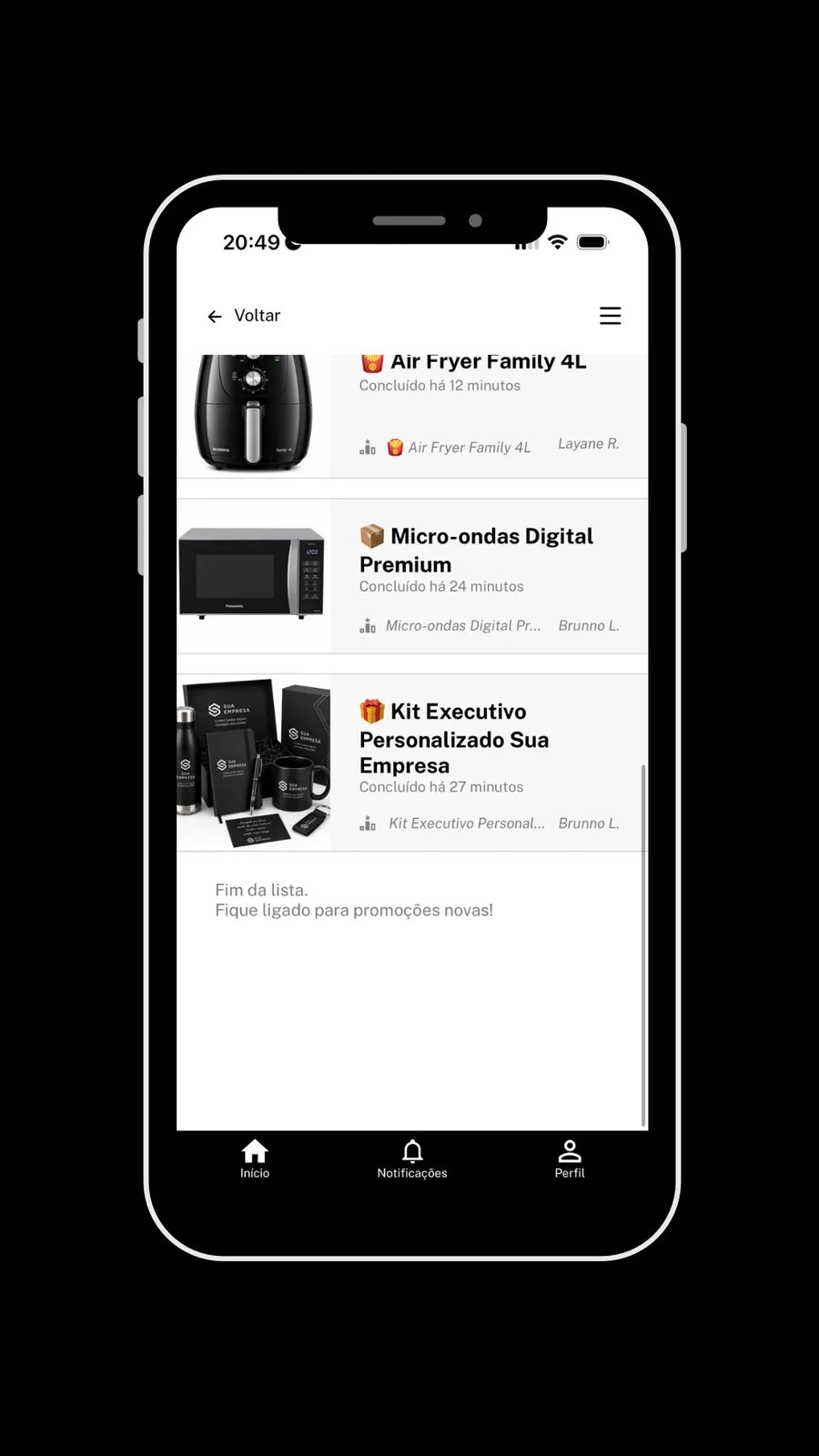 Tela 9 do app Sorteador para participantes