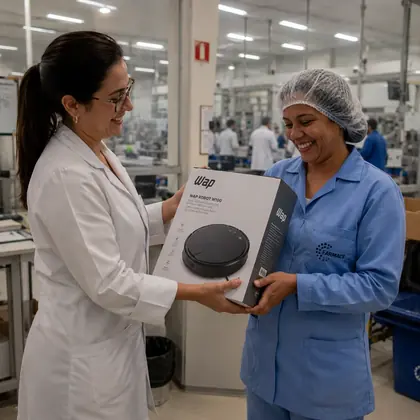 Cliente recebendo pr&ecirc;mio em campanha promocional