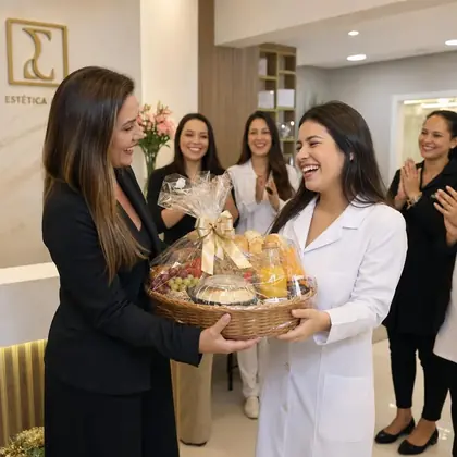 Cliente recebendo pr&ecirc;mio em campanha promocional