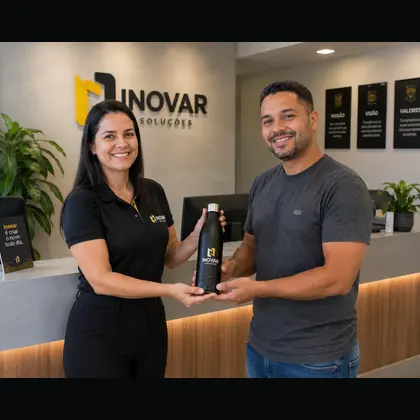 Cliente recebendo pr&ecirc;mio em campanha promocional