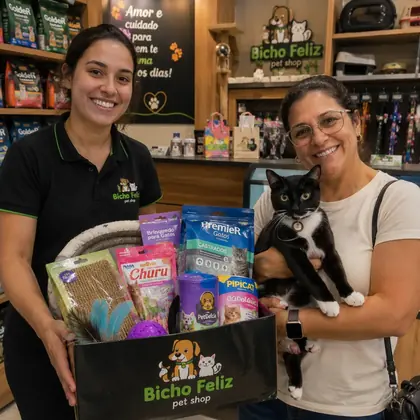Cliente recebendo pr&ecirc;mio em campanha promocional