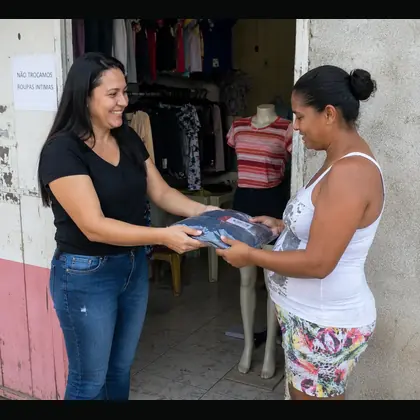 Cliente recebendo pr&ecirc;mio em campanha promocional