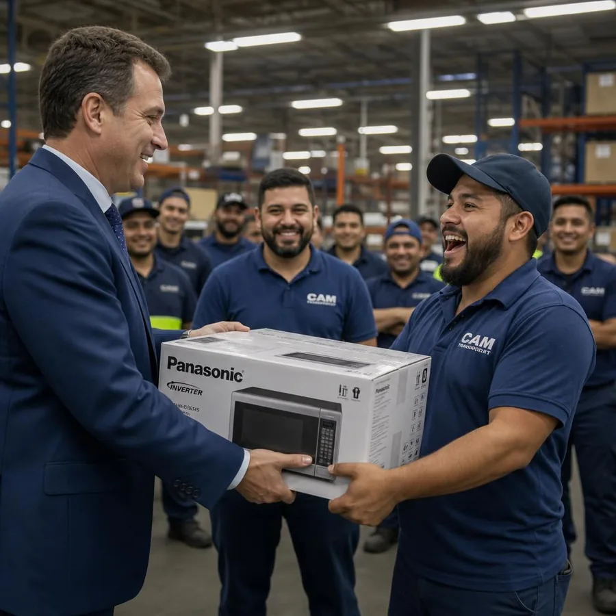 Cliente recebendo prêmio em campanha promocional