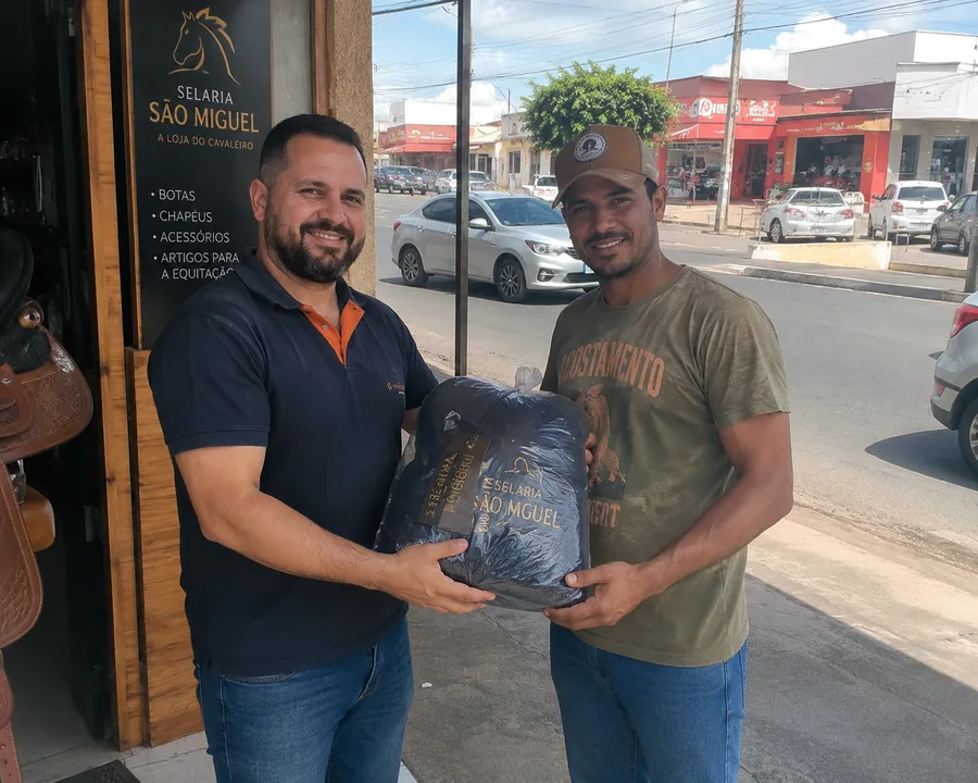Cliente recebendo prêmio em campanha promocional